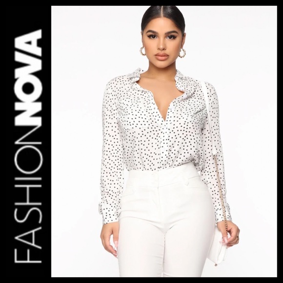 NWT Fashion Nova You Better Work Dot Shirt - Picture 1 of 8